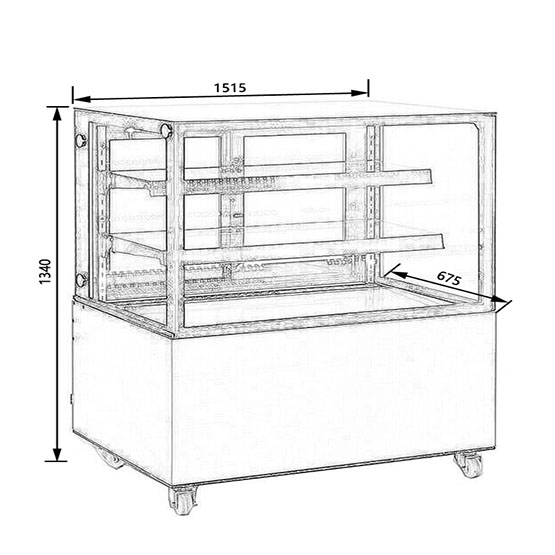 rectangular bakery display cabinet